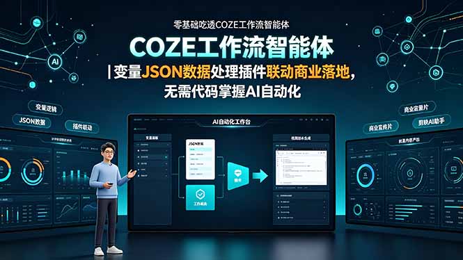 零基础吃透COZE工作流智能体｜变量JSON数据处理插件联动商业落地，无需代码掌握AI自动化-副业网