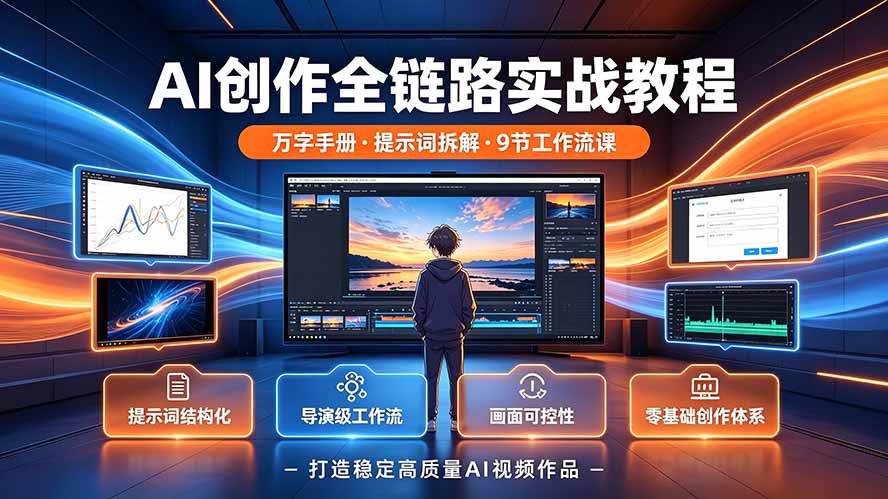 AI创作全链路实战教程｜万字手册·提示词拆解·9节工作流课，打造稳定高质量AI视频作品-副业网