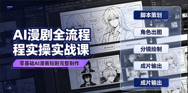 AI漫剧全流程实操实战课｜零基础AI漫画短剧完整制作、脚本出图成片全链路落地教程-副业网