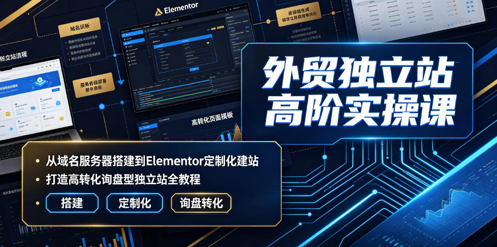 外贸独立站高阶实操课｜从域名服务器搭建到Elementor定制化建站，打造高转化询盘型独立站全教程-副业网