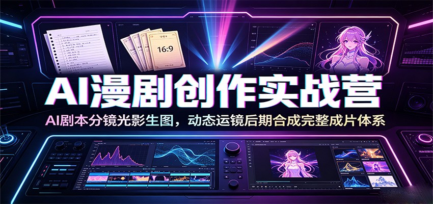 AI漫剧创作实战营：AI剧本分镜光影生图，动态运镜后期合成完整成片体系-副业网