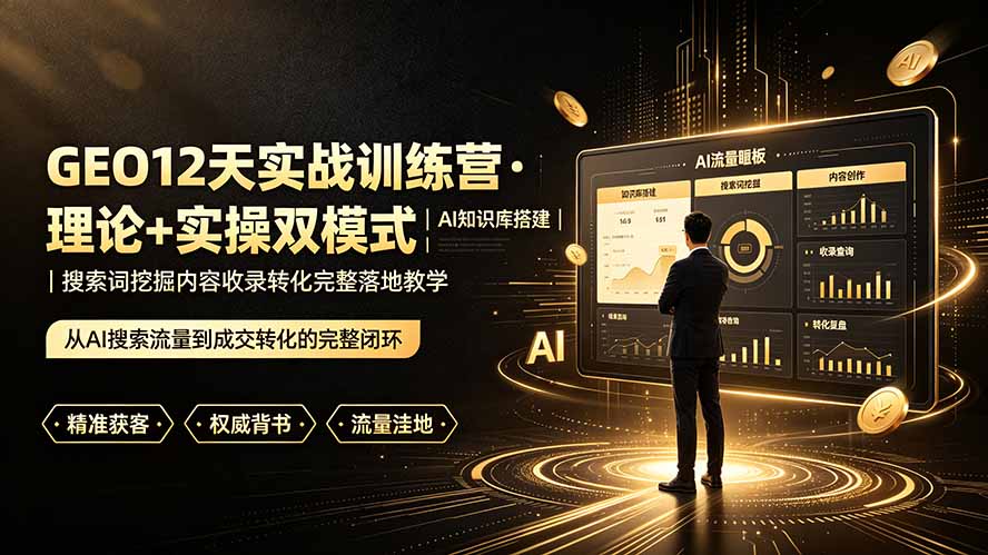 GEO12天实战训练营·理论+实操双模式｜AI知识库搭建｜搜索词挖掘内容收录转化完整落地教学-副业网
