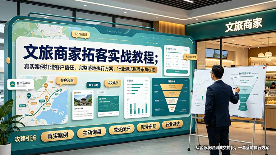 文旅商家拓客实战教程；真实案例打造客户信任，完整落地执行方案，行业避坑账号布局心法-副业网