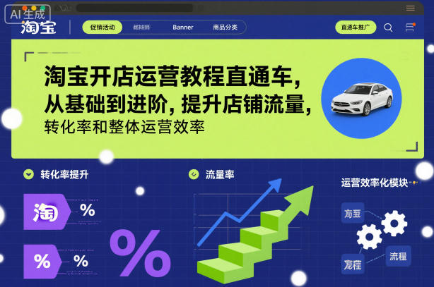 淘宝开店运营教程直通车，从基础到进阶，提升店铺流量，转化率和整体运营效率(更新26年07月11日)-副业网