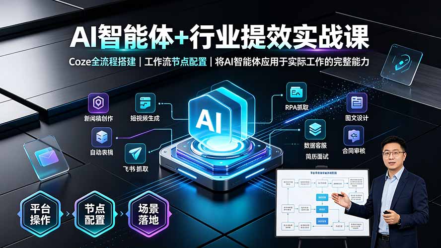 AI智能体+行业提效实战课·Coze全流程搭建｜工作流节点配置｜将AI智能体应用于实际工作的完整能力-副业网