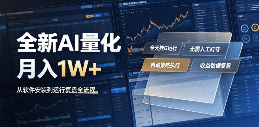 全新AI量化月入1W+，一台电脑全天挂G运行，不用盯不用操作，懒人专属副业！【揭秘】-副业网