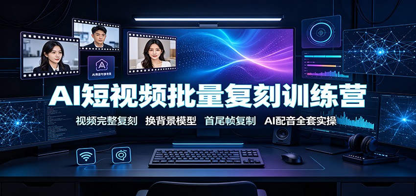 AI短视频批量复刻训练营：视频完整复刻，换背景模型、首尾帧复制、AI配音全套实操-副业网