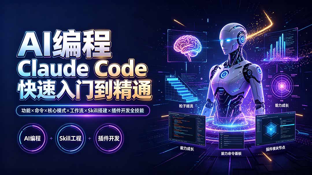 AI编程 Claude Code快速入门到精通：功能×命令×核心模式×工作流×Skill搭建×插件开发全技能-副业网