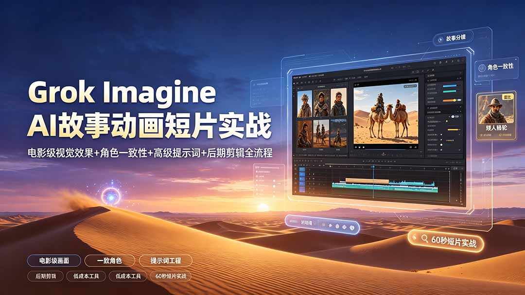 图片[2]-Grok Imagine AI故事动画短片实战：电影级视觉效果+角色一致性+高级提示词+后期剪辑全流程-副业网