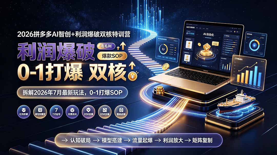 2026拼多多AI智创+利润爆破双核特训营-拆解2026年7月最新玩法，0-1打爆SOP-副业网