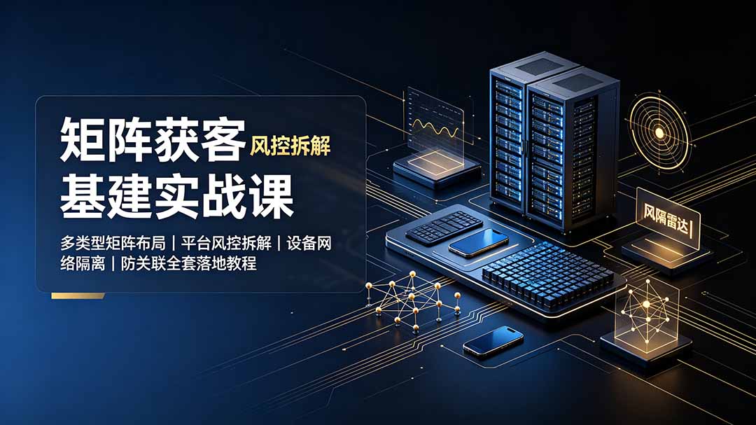 矩阵获客基建实战课：多类型矩阵布局｜平台风控拆解｜设备网络隔离｜防关联全套落地教程-副业网
