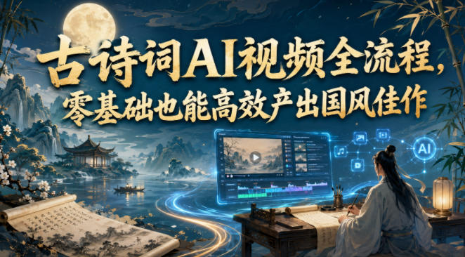 古诗词AI视频全流程，零基础也能高效产出国风佳作-副业网