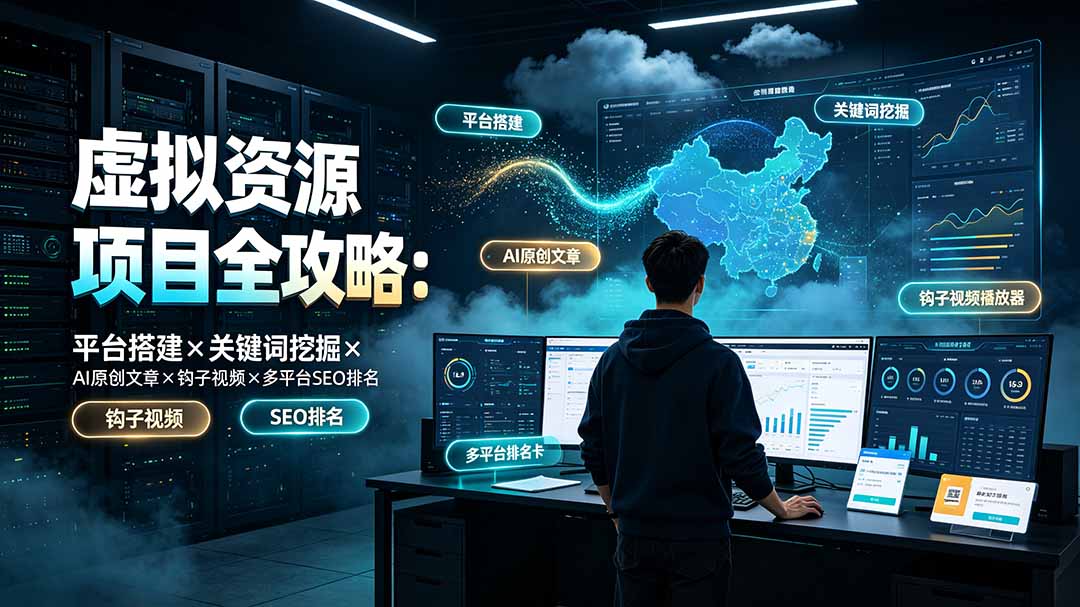 虚拟资源项目全攻略：平台搭建×关键词挖掘×AI原创文章×钩子视频×多平台SEO排名-副业网