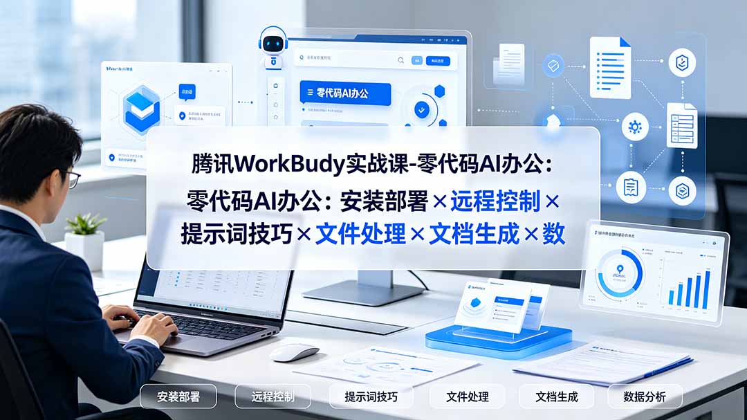 腾讯WorkBuddy实战课-零代码AI办公：安装部署×远程控制×提示词技巧×文件处理×文档生成×数据分析-副业网