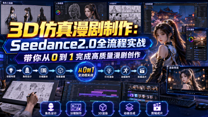 3D仿真漫剧制作：Seedance2.0全流程实战，带你从0到1完成高质量漫剧创作-副业网