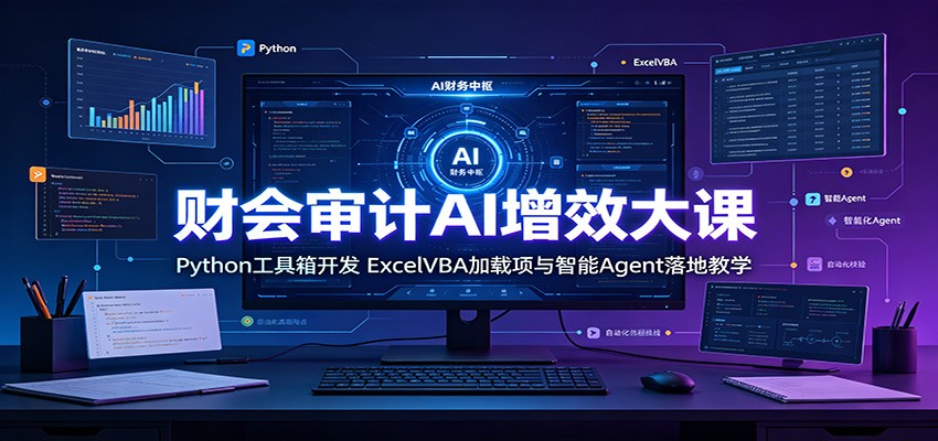 财会审计AI增效大课：Python工具箱开发，ExcelVBA加载项与智能Agent落地教学-副业网