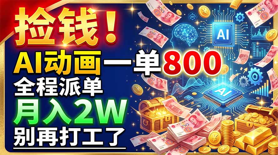 捡钱！AI动画一单800，全程派单，月入2W，别再打工了-副业网