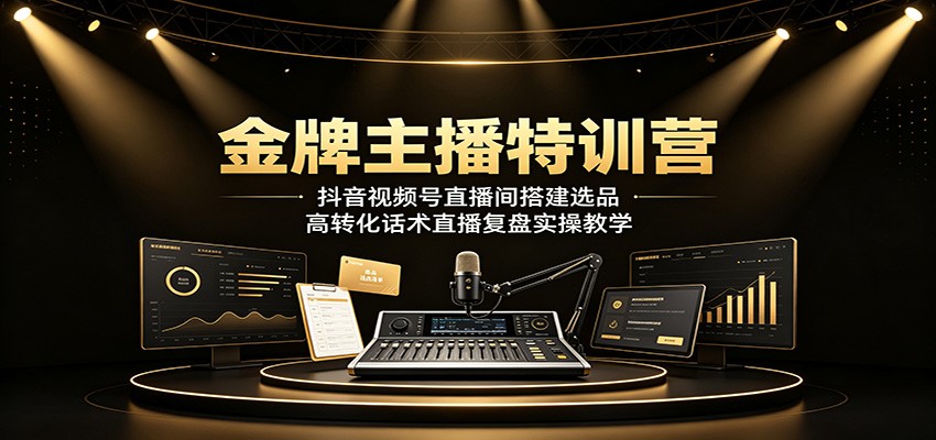 金牌主播特训营：抖音视频号直播间搭建选品，高转化话术直播复盘实操教学-副业网