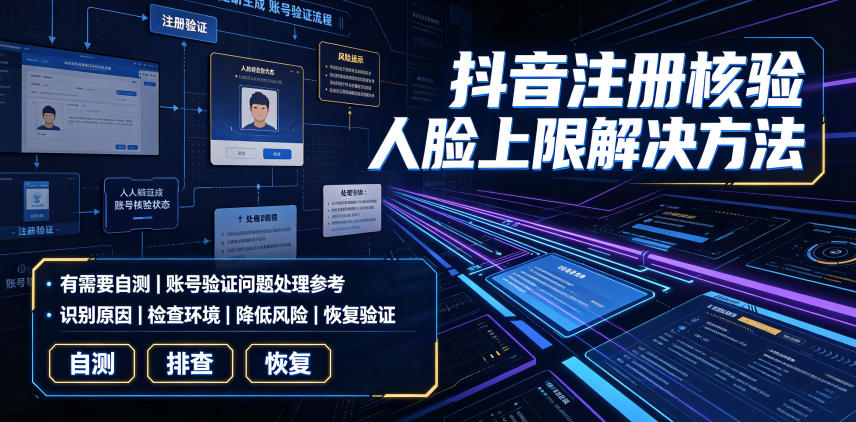 抖音注册核验人脸上限解决方法，有需要自测-副业网