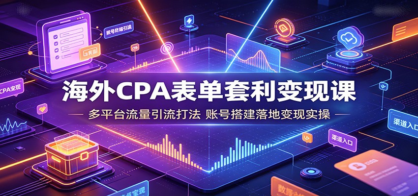 海外CPA表单套利变现课：多平台流量引流打法，账号搭建落地变现实操-副业网