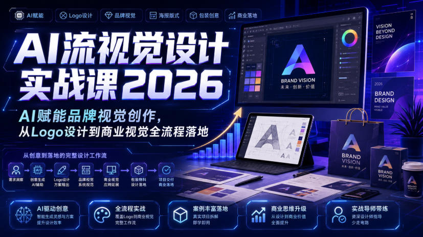 AI流视觉设计实战课2026：AI赋能品牌视觉创作，从Logo设计到商业视觉全流程落地-副业网