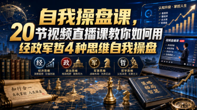 自我操盘课，20节视频直播课教你如何用经政军哲4种思维自我操盘-副业网