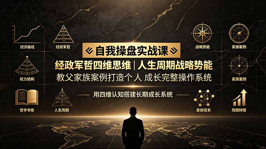 自我操盘实战课：经政军哲四维思维｜人生周期战略势能｜教父家族案例打造个人成长完整操作系统-副业网