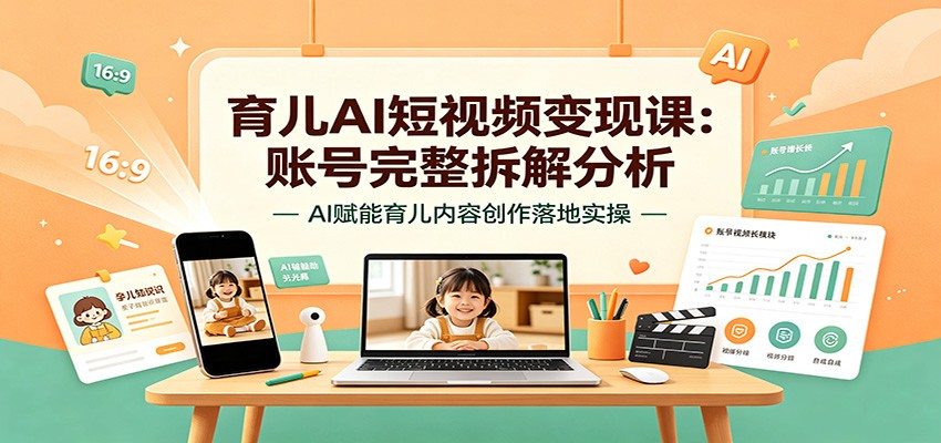育儿AI短视频变现课:账号完整拆解分析,AI赋能育儿内容创作落地实操-副业网