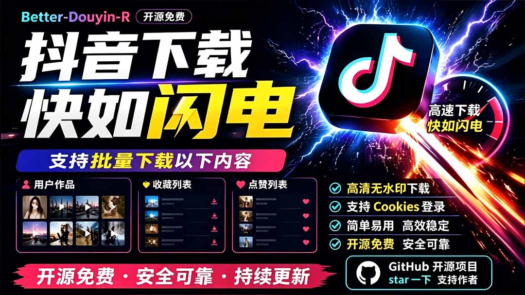 图片[2]-别再乱找了！D音下载快如闪电，支持批量下载用户作品收藏列表和点赞列表，开源免费 Better-douyin-R-副业网