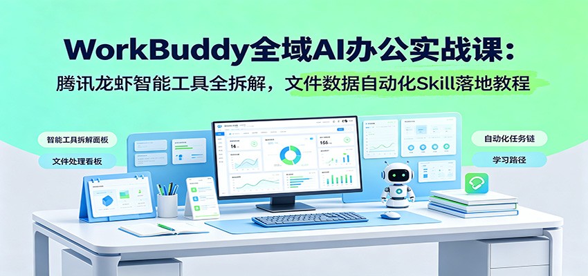 WorkBuddy全域AI办公实战课：腾讯龙虾智能工具全拆解，文件数据自动化Skill落地教程-副业网