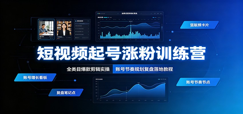 短视频起号涨粉训练营：全类目爆款剪辑实操，账号节奏规划复盘落地教程-副业网