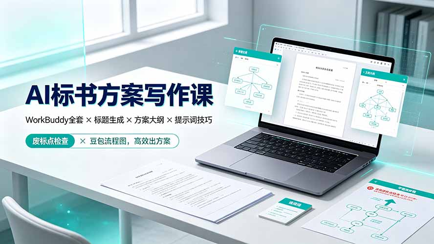 AI标书方案写作课：WorkBuddy全套×标题生成×方案大纲×提示词技巧×废标点检查×豆包流程图，高效出方案-副业网