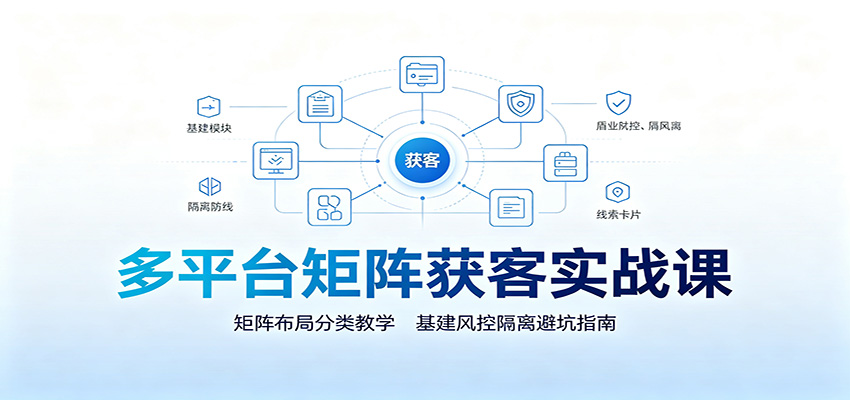 多平台矩阵获客实战课：矩阵布局分类教学，基建风控隔离避坑指南-副业网