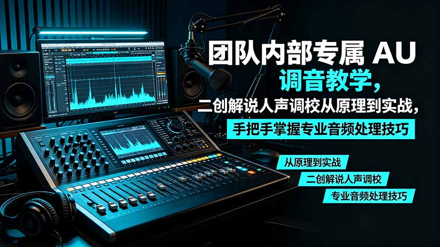 某大佬团队内部专属 AU 调音教学，二创解说人声调校从原理到实战，手把手掌握专业音频处理技巧-副业网