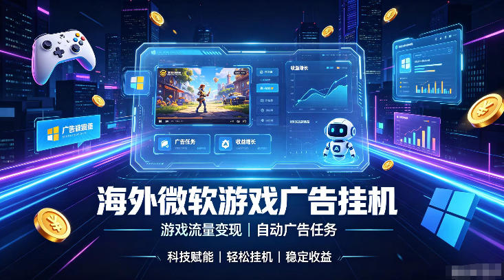 海外游戏广告自动挂G，轻资产海外副业风口，单设备稳定产出500+【揭秘】-副业网