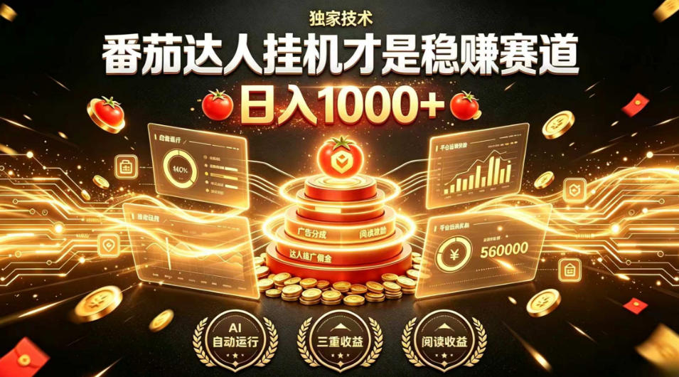 别再瞎找副业！番茄达人挂G才是稳賺赛道，日入1000+，全程傻瓜式操作，可矩阵放大【揭秘】-副业网