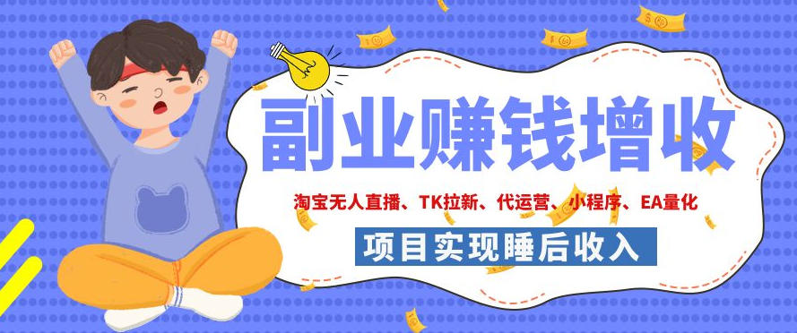 2026年多个真实落地副业项目，手把手带你搭建被动收入管道(淘宝无人直播、海外TK拉新、CSGO饰品交易、去水印小程序等)【揭秘】-副业网