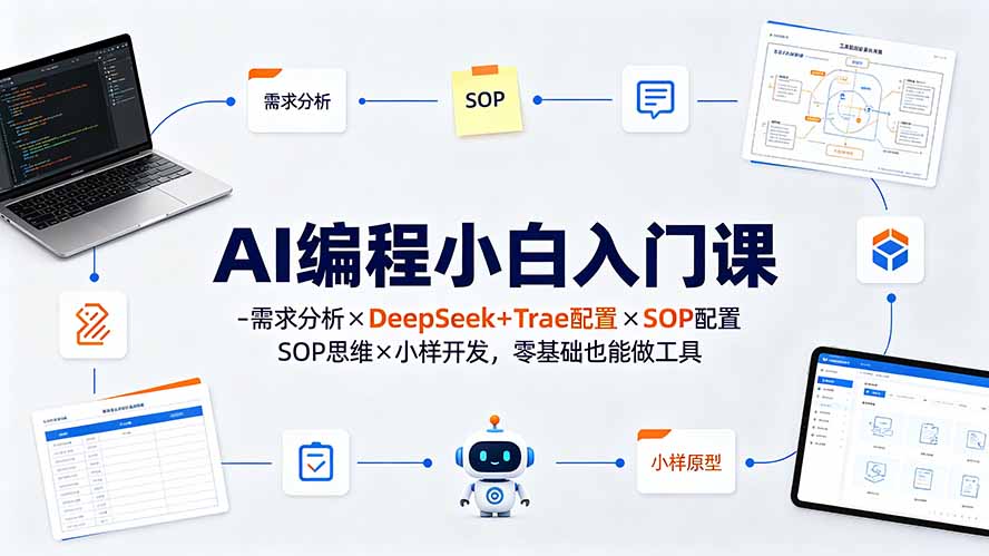 AI编程小白入门课-需求分析×DeepSeek+Trae配置×SOP思维×小样开发，零基础也能做工具-副业网