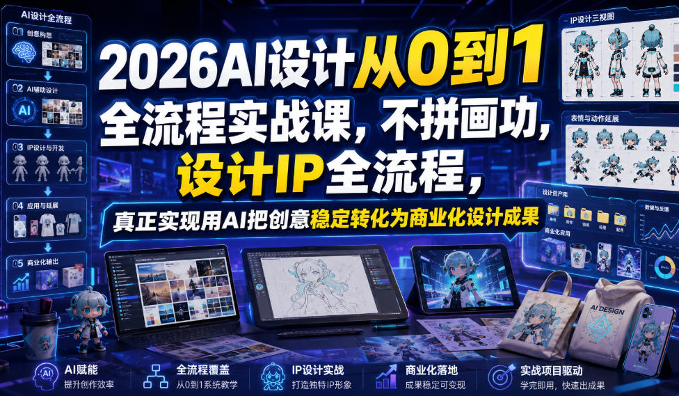 2026AI设计从0到1全流程实战课，不拼画功，设计IP全流程，真正实现用AI把创意稳定转化为商业化设计成果-副业网