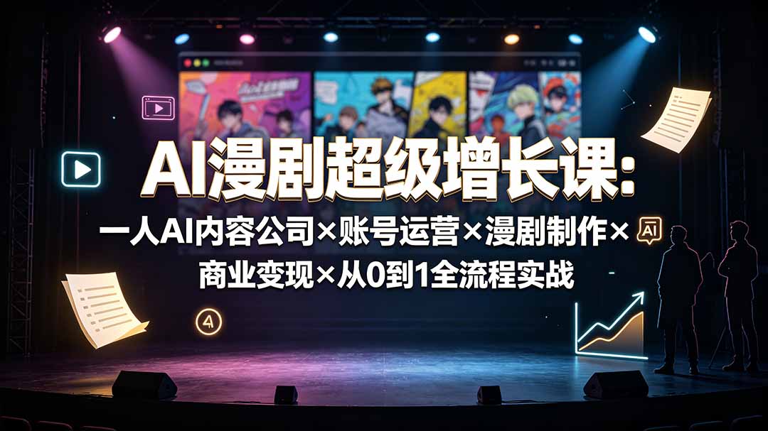 AI漫剧超级增长课：一人AI内容公司×账号运营×漫剧制作×商业变现×从0到1全流程实战-副业网