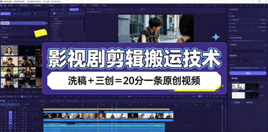 影视剧剪辑搬运技术，洗稿+三创=20分一条原创视频-副业网