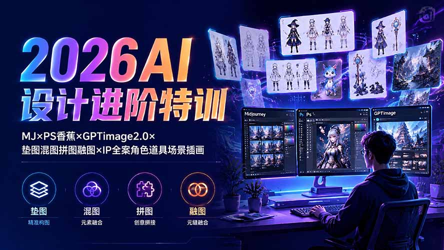 图片[2]-2026AI设计进阶特训：MJ×PS香蕉×GPTimage2.0×垫图混图拼图融图×IP全案角色道具场景插画-副业网
