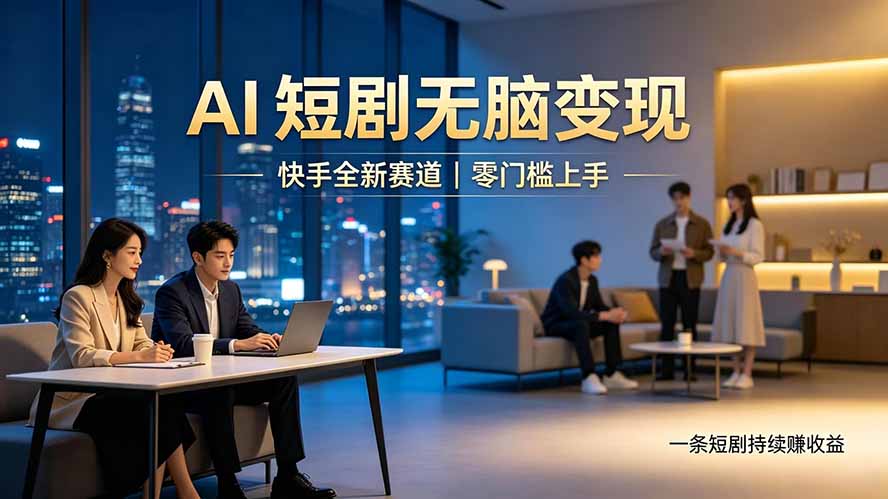 别乱找副业了，快手 AI 短剧零门槛长久被动增收-副业网