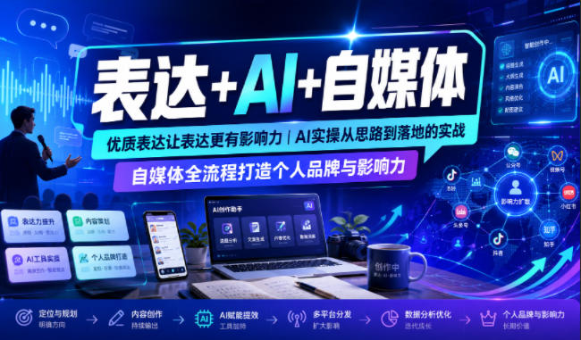 表达+AI+自媒体，优质表达让表达更有影响力|AI实操从思路到落地的实战|自媒体全流程打造个人品牌与影响力-副业网