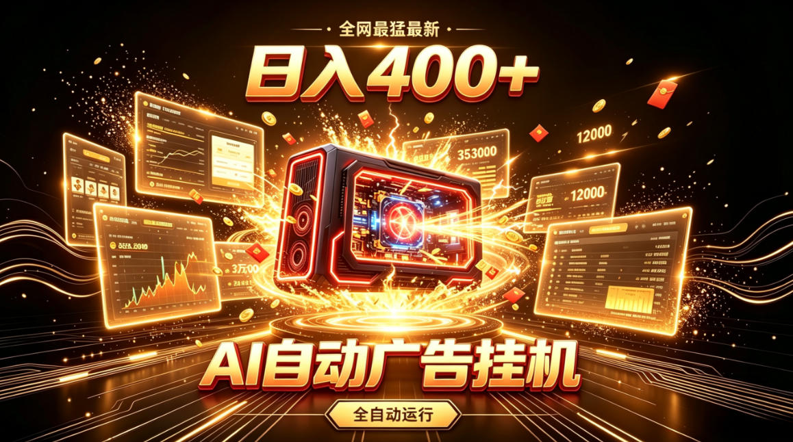 全网最猛最新的AI自动广告挂G，狠收益日入400+，真正做到躺賺式变现【揭秘】-副业网