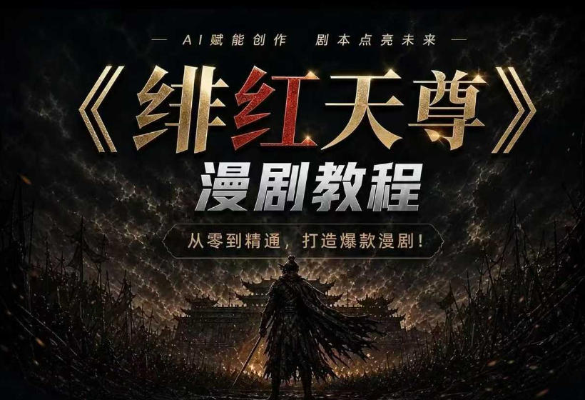 绯红天尊AI漫剧系统教程｜从零入门到精通，工具运用+剧本创作+爆款逻辑+提示词素材+镜头剪辑，全套爆款漫剧落地实战课-副业网