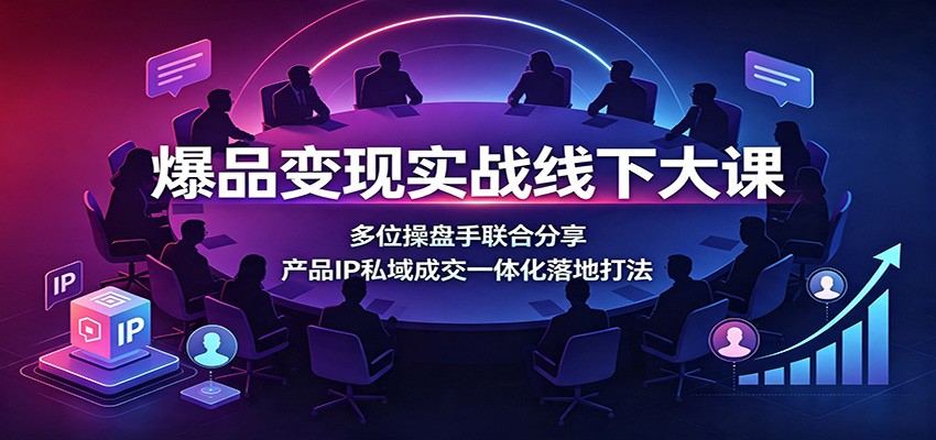 爆品变现实战线下大课：多位操盘手联合分享，产品IP私域成交一体化落地打法-副业网