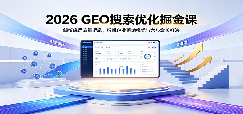 2026 GEO搜索优化掘金课：解析底层流量逻辑，拆解企业落地模式与六步增长打法-副业网