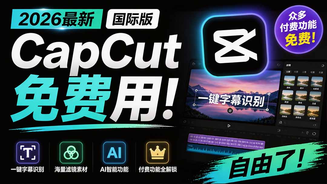 图片[2]-2026最新国际版剪映！CapCut 众多付费功能免费用，一键字幕识别 / 滤镜素材 / AI智能功能自由了 CapCut-副业网