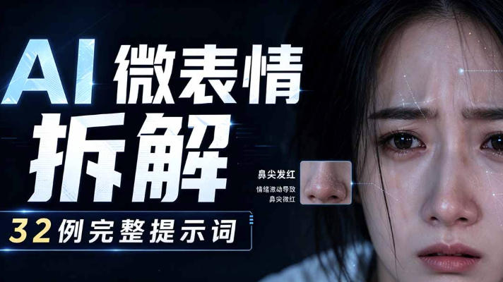 AI微表情拆解提示词合集，精准调控AI角色表情，可直接复用，0基础也能调出影视级表情变化-副业网